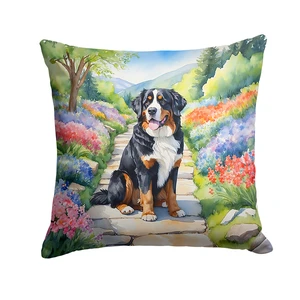 Bernese Mountain Dog Spring Path Throw Pillow Machine Washable, Indoor Outdoor Decorative Pillow for Couch, Bed or Patio, 18Hx18W Bernese Mountain Dog Spring Path Throw Pillow Machine Washable, Indoor Outdoor Decorative Pillow for Couch, Bed or Patio, 18Hx18W