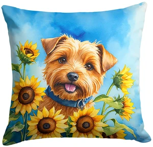 Norfolk Terrier in Sunflowers Throw Pillow Machine Washable, Indoor Outdoor Decorative Pillow for Couch, Bed or Patio, 18Hx18W Norfolk Terrier in Sunflowers Throw Pillow Machine Washable, Indoor Outdoor Decorative Pillow for Couch, Bed or Patio, 18Hx18W