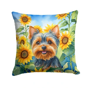 Yorkshire Terrier in Sunflowers Throw Pillow Machine Washable, Indoor Outdoor Decorative Pillow for Couch, Bed or Patio, 18Hx18W Yorkshire Terrier in Sunflowers Throw Pillow Machine Washable, Indoor Outdoor Decorative Pillow for Couch, Bed or Patio, 18Hx18W