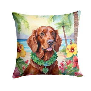 Irish Setter Luau Throw Pillow Machine Washable, Indoor Outdoor Decorative Pillow for Couch, Bed or Patio, 18Hx18W Irish Setter Luau Throw Pillow Machine Washable, Indoor Outdoor Decorative Pillow for Couch, Bed or Patio, 18Hx18W