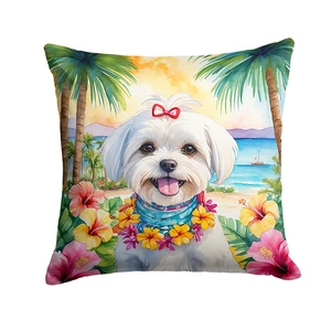 Maltese Luau Throw Pillow Machine Washable, Indoor Outdoor Decorative Pillow for Couch, Bed or Patio, 18Hx18W Maltese Luau Throw Pillow Machine Washable, Indoor Outdoor Decorative Pillow for Couch, Bed or Patio, 18Hx18W