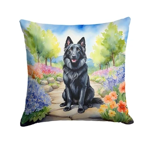 Belgian Sheepdog Spring Path Throw Pillow Machine Washable, Indoor Outdoor Decorative Pillow for Couch, Bed or Patio, 18Hx18W Belgian Sheepdog Spring Path Throw Pillow Machine Washable, Indoor Outdoor Decorative Pillow for Couch, Bed or Patio, 18Hx18W