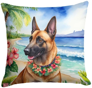 Belgian Malinois Luau Throw Pillow Machine Washable, Indoor Outdoor Decorative Pillow for Couch, Bed or Patio, 18Hx18W Belgian Malinois Luau Throw Pillow Machine Washable, Indoor Outdoor Decorative Pillow for Couch, Bed or Patio, 18Hx18W