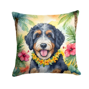Bernedoodle Luau Throw Pillow Machine Washable, Indoor Outdoor Decorative Pillow for Couch, Bed or Patio, 18Hx18W Bernedoodle Luau Throw Pillow Machine Washable, Indoor Outdoor Decorative Pillow for Couch, Bed or Patio, 18Hx18W