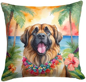 Leonberger Luau Throw Pillow Machine Washable, Indoor Outdoor Decorative Pillow for Couch, Bed or Patio, 18Hx18W Leonberger Luau Throw Pillow Machine Washable, Indoor Outdoor Decorative Pillow for Couch, Bed or Patio, 18Hx18W