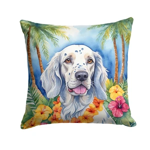 English Setter Luau Throw Pillow Machine Washable, Indoor Outdoor Decorative Pillow for Couch, Bed or Patio, 18Hx18W English Setter Luau Throw Pillow Machine Washable, Indoor Outdoor Decorative Pillow for Couch, Bed or Patio, 18Hx18W