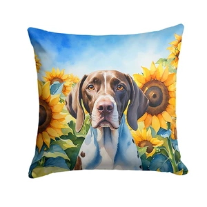 Pointer in Sunflowers Throw Pillow Machine Washable, Indoor Outdoor Decorative Pillow for Couch, Bed or Patio, 18Hx18W Pointer in Sunflowers Throw Pillow Machine Washable, Indoor Outdoor Decorative Pillow for Couch, Bed or Patio, 18Hx18W