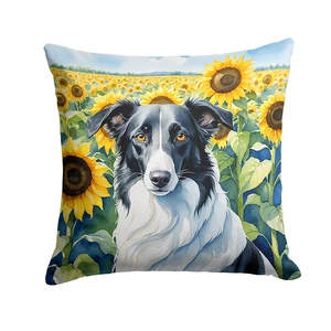 Borzoi in Sunflowers Throw Pillow Machine Washable, Indoor Outdoor Decorative Pillow for Couch, Bed or Patio, 18Hx18W Borzoi in Sunflowers Throw Pillow Machine Washable, Indoor Outdoor Decorative Pillow for Couch, Bed or Patio, 18Hx18W