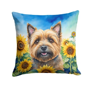 Cairn Terrier in Sunflowers Throw Pillow Machine Washable, Indoor Outdoor Decorative Pillow for Couch, Bed or Patio, 18Hx18W Cairn Terrier in Sunflowers Throw Pillow Machine Washable, Indoor Outdoor Decorative Pillow for Couch, Bed or Patio, 18Hx18W