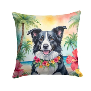 Border Collie Luau Throw Pillow Machine Washable, Indoor Outdoor Decorative Pillow for Couch, Bed or Patio, 18Hx18W Border Collie Luau Throw Pillow Machine Washable, Indoor Outdoor Decorative Pillow for Couch, Bed or Patio, 18Hx18W