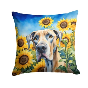 Great Dane in Sunflowers Throw Pillow Machine Washable, Indoor Outdoor Decorative Pillow for Couch, Bed or Patio, 18Hx18W Great Dane in Sunflowers Throw Pillow Machine Washable, Indoor Outdoor Decorative Pillow for Couch, Bed or Patio, 18Hx18W