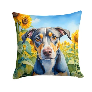 Catahoula in Sunflowers Throw Pillow Machine Washable, Indoor Outdoor Decorative Pillow for Couch, Bed or Patio, 18Hx18W Catahoula in Sunflowers Throw Pillow Machine Washable, Indoor Outdoor Decorative Pillow for Couch, Bed or Patio, 18Hx18W