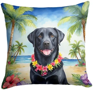 Black Labrador Retriever Luau Throw Pillow Machine Washable, Indoor Outdoor Decorative Pillow for Couch, Bed or Patio, 18Hx18W Black Labrador Retriever Luau Throw Pillow Machine Washable, Indoor Outdoor Decorative Pillow for Couch, Bed or Patio, 18Hx18W