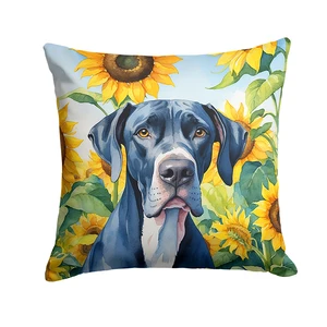 Great Dane in Sunflowers Throw Pillow Machine Washable, Indoor Outdoor Decorative Pillow for Couch, Bed or Patio, 18Hx18W Great Dane in Sunflowers Throw Pillow Machine Washable, Indoor Outdoor Decorative Pillow for Couch, Bed or Patio, 18Hx18W