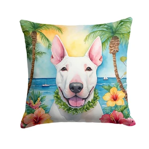 NEW English Bull Terrier Luau Throw Pillow Machine Washable, Indoor Outdoor Decorative Pillow for Couch, Bed or Patio, 18Hx18W NEW English Bull Terrier Luau Throw Pillow Machine Washable, Indoor Outdoor Decorative Pillow for Couch, Bed or Patio, 18Hx18W