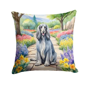 Afghan Hound Spring Garden Throw Pillow Machine Washable, Indoor Outdoor Decorative Pillow for Couch, Bed or Patio, 18Hx18W Afghan Hound Spring Garden Throw Pillow Machine Washable, Indoor Outdoor Decorative Pillow for Couch, Bed or Patio, 18Hx18W