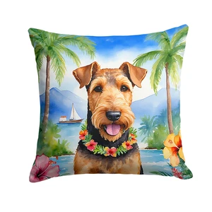 Airedale Terrier Luau Throw Pillow Machine Washable, Indoor Outdoor Decorative Pillow for Couch, Bed or Patio, 18Hx18W Airedale Terrier Luau Throw Pillow Machine Washable, Indoor Outdoor Decorative Pillow for Couch, Bed or Patio, 18Hx18W