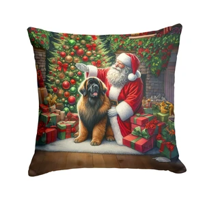 Leonberger and Santa Claus Throw Pillow Machine Washable, Indoor Outdoor Decorative Pillow for Couch, Bed or Patio, 18Hx18W Leonberger and Santa Claus Throw Pillow Machine Washable, Indoor Outdoor Decorative Pillow for Couch, Bed or Patio, 18Hx18W