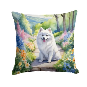 American Eskimo Spring Garden Throw Pillow Machine Washable, Indoor Outdoor Decorative Pillow for Couch, Bed or Patio, 18Hx18W American Eskimo Spring Garden Throw Pillow Machine Washable, Indoor Outdoor Decorative Pillow for Couch, Bed or Patio, 18Hx18W