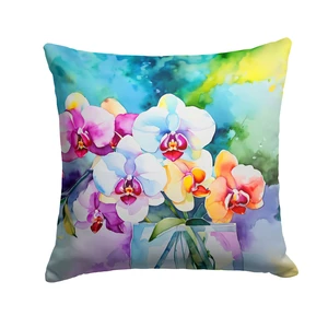 Orchids in Watercolor Throw Pillow Machine Washable, Indoor Outdoor Decorative Pillow for Couch, Bed or Patio, 18Hx18W Orchids in Watercolor Throw Pillow Machine Washable, Indoor Outdoor Decorative Pillow for Couch, Bed or Patio, 18Hx18W