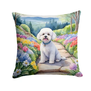 Bichon Frise Spring Path Throw Pillow Machine Washable, Indoor Outdoor Decorative Pillow for Couch, Bed or Patio, 18Hx18W Bichon Frise Spring Path Throw Pillow Machine Washable, Indoor Outdoor Decorative Pillow for Couch, Bed or Patio, 18Hx18W