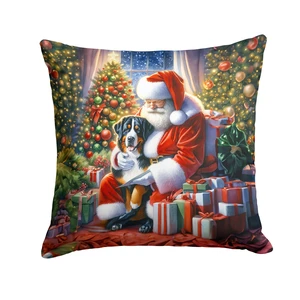 Greater Swiss Mountain Dog and Santa Claus Throw Pillow Machine Washable, Indoor Outdoor Decorative Pillow for Couch, Bed or Patio, 18Hx18W Greater Swiss Mountain Dog and Santa Claus Throw Pillow Machine Washable, Indoor Outdoor Decorative Pillow for Couch, Bed or Patio, 18Hx18W