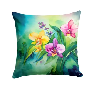 Orchids in Watercolor Throw Pillow Machine Washable, Indoor Outdoor Decorative Pillow for Couch, Bed or Patio, 18Hx18W Orchids in Watercolor Throw Pillow Machine Washable, Indoor Outdoor Decorative Pillow for Couch, Bed or Patio, 18Hx18W