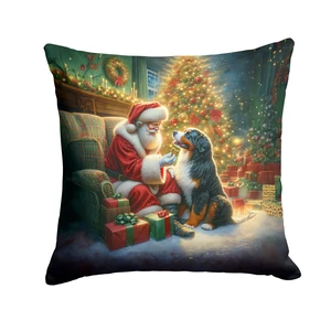 Bernese Mountain Dog and Santa Claus Throw Pillow Machine Washable, Indoor Outdoor Decorative Pillow for Couch, Bed or Patio, 18Hx18W Bernese Mountain Dog and Santa Claus Throw Pillow Machine Washable, Indoor Outdoor Decorative Pillow for Couch, Bed or Patio, 18Hx18W