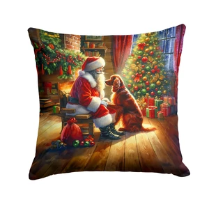 Irish Setter and Santa Claus Throw Pillow Machine Washable, Indoor Outdoor Decorative Pillow for Couch, Bed or Patio, 18Hx18W Irish Setter and Santa Claus Throw Pillow Machine Washable, Indoor Outdoor Decorative Pillow for Couch, Bed or Patio, 18Hx18W