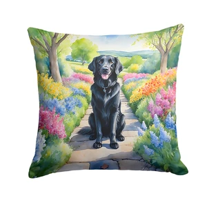 Flat-Coated Retriever Spring Path Throw Pillow Machine Washable, Indoor Outdoor Decorative Pillow for Couch, Bed or Patio, 18Hx18W Flat-Coated Retriever Spring Path Throw Pillow Machine Washable, Indoor Outdoor Decorative Pillow for Couch, Bed or Patio, 18Hx18W