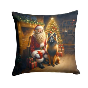 Belgian Tervuren and Santa Claus Throw Pillow Machine Washable, Indoor Outdoor Decorative Pillow for Couch, Bed or Patio, 18Hx18W Belgian Tervuren and Santa Claus Throw Pillow Machine Washable, Indoor Outdoor Decorative Pillow for Couch, Bed or Patio, 18Hx18W