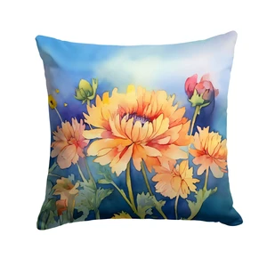 Chrysanthemums in Watercolor Throw Pillow Machine Washable, Indoor Outdoor Decorative Pillow for Couch, Bed or Patio, 18Hx18W Chrysanthemums in Watercolor Throw Pillow Machine Washable, Indoor Outdoor Decorative Pillow for Couch, Bed or Patio, 18Hx18W