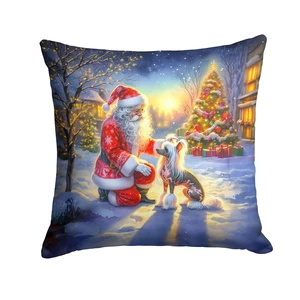 Chinese Crested and Santa Claus Throw Pillow Machine Washable, Indoor Outdoor Decorative Pillow for Couch, Bed or Patio, 18Hx18W Chinese Crested and Santa Claus Throw Pillow Machine Washable, Indoor Outdoor Decorative Pillow for Couch, Bed or Patio, 18Hx18W
