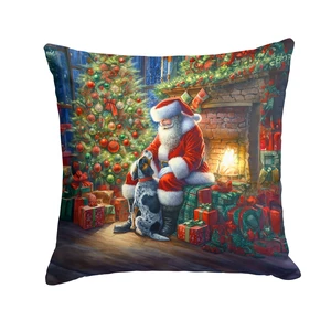 Bluetick Hound and Santa Claus Throw Pillow Machine Washable, Indoor Outdoor Decorative Pillow for Couch, Bed or Patio, 18Hx18W Bluetick Hound and Santa Claus Throw Pillow Machine Washable, Indoor Outdoor Decorative Pillow for Couch, Bed or Patio, 18Hx18W