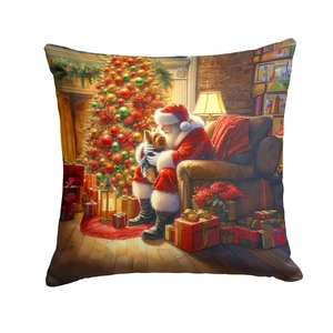 Yorkshire Terrier Yorkie and Santa Claus Throw Pillow Machine Washable, Indoor Outdoor Decorative Pillow for Couch, Bed or Patio, 18Hx18W Yorkshire Terrier Yorkie and Santa Claus Throw Pillow Machine Washable, Indoor Outdoor Decorative Pillow for Couch, Bed or Patio, 18Hx18W