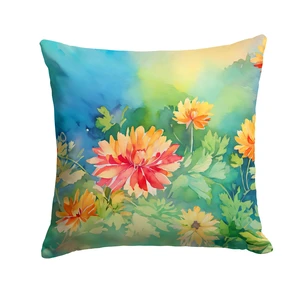 Chrysanthemums in Watercolor Throw Pillow Machine Washable, Indoor Outdoor Decorative Pillow for Couch, Bed or Patio, 18Hx18W Chrysanthemums in Watercolor Throw Pillow Machine Washable, Indoor Outdoor Decorative Pillow for Couch, Bed or Patio, 18Hx18W