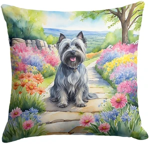 Skye Terrier Spring Path Throw Pillow Machine Washable, Indoor Outdoor Decorative Pillow for Couch, Bed or Patio, 18Hx18W Skye Terrier Spring Path Throw Pillow Machine Washable, Indoor Outdoor Decorative Pillow for Couch, Bed or Patio, 18Hx18W