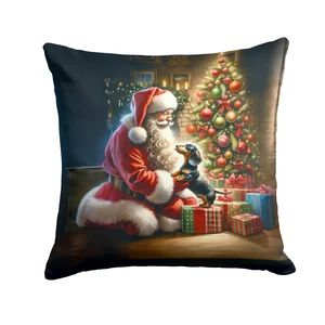 Dachshund and Santa Claus Throw Pillow Machine Washable, Indoor Outdoor Decorative Pillow for Couch, Bed or Patio, 18Hx18W Dachshund and Santa Claus Throw Pillow Machine Washable, Indoor Outdoor Decorative Pillow for Couch, Bed or Patio, 18Hx18W