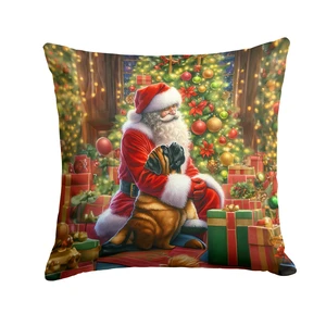Mastiff and Santa Claus Throw Pillow Machine Washable, Indoor Outdoor Decorative Pillow for Couch, Bed or Patio, 18Hx18W Mastiff and Santa Claus Throw Pillow Machine Washable, Indoor Outdoor Decorative Pillow for Couch, Bed or Patio, 18Hx18W