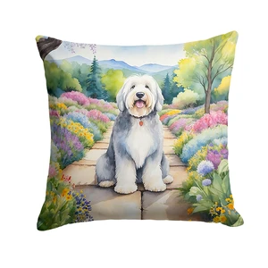 Old English Sheepdog Spring Path Throw Pillow Machine Washable, Indoor Outdoor Decorative Pillow for Couch, Bed or Patio, 18Hx18W Old English Sheepdog Spring Path Throw Pillow Machine Washable, Indoor Outdoor Decorative Pillow for Couch, Bed or Patio, 18Hx18W