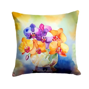 Orchids in Watercolor Throw Pillow Machine Washable, Indoor Outdoor Decorative Pillow for Couch, Bed or Patio, 18Hx18W Orchids in Watercolor Throw Pillow Machine Washable, Indoor Outdoor Decorative Pillow for Couch, Bed or Patio, 18Hx18W