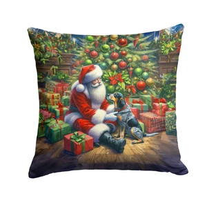 Bluetick Hound and Santa Claus Throw Pillow Machine Washable, Indoor Outdoor Decorative Pillow for Couch, Bed or Patio, 18Hx18W Bluetick Hound and Santa Claus Throw Pillow Machine Washable, Indoor Outdoor Decorative Pillow for Couch, Bed or Patio, 18Hx18W