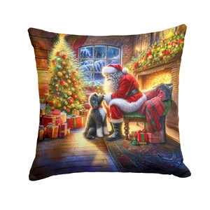 Portuguese Water Dog and Santa Claus Throw Pillow Machine Washable, Indoor Outdoor Decorative Pillow for Couch, Bed or Patio, 18Hx18W Portuguese Water Dog and Santa Claus Throw Pillow Machine Washable, Indoor Outdoor Decorative Pillow for Couch, Bed or Patio, 18Hx18W