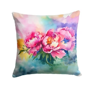Peonies in Watercolor Throw Pillow Machine Washable, Indoor Outdoor Decorative Pillow for Couch, Bed or Patio, 18Hx18W Peonies in Watercolor Throw Pillow Machine Washable, Indoor Outdoor Decorative Pillow for Couch, Bed or Patio, 18Hx18W