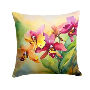 Orchids in Watercolor Throw Pillow Machine Washable, Indoor Outdoor Decorative Pillow for Couch, Bed or Patio, 18Hx18W Orchids in Watercolor Throw Pillow Machine Washable, Indoor Outdoor Decorative Pillow for Couch, Bed or Patio, 18Hx18W
