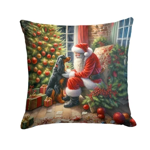 Gordon Setter and Santa Claus Throw Pillow Machine Washable, Indoor Outdoor Decorative Pillow for Couch, Bed or Patio, 18Hx18W Gordon Setter and Santa Claus Throw Pillow Machine Washable, Indoor Outdoor Decorative Pillow for Couch, Bed or Patio, 18Hx18W