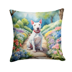NEW Bull Terrier Spring Path Throw Pillow Machine Washable, Indoor Outdoor Decorative Pillow for Couch, Bed or Patio, 18Hx18W NEW Bull Terrier Spring Path Throw Pillow Machine Washable, Indoor Outdoor Decorative Pillow for Couch, Bed or Patio, 18Hx18W
