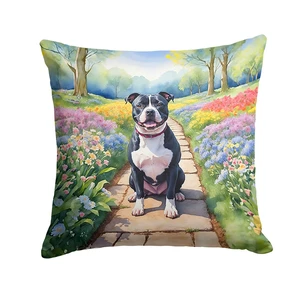 NEW Staffordshire Bull Terrier Spring Path Throw Pillow Machine Washable, Indoor Outdoor Decorative Pillow for Couch, Bed or Patio, 18Hx18W NEW Staffordshire Bull Terrier Spring Path Throw Pillow Machine Washable, Indoor Outdoor Decorative Pillow for Couch, Bed or Patio, 18Hx18W