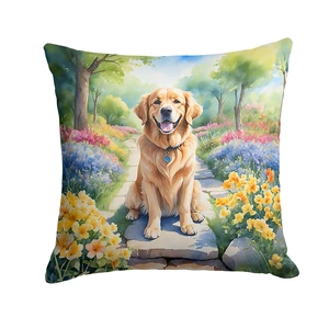 Golden Retriever Spring Path Throw Pillow Machine Washable, Indoor Outdoor Decorative Pillow for Couch, Bed or Patio, 18Hx18W Golden Retriever Spring Path Throw Pillow Machine Washable, Indoor Outdoor Decorative Pillow for Couch, Bed or Patio, 18Hx18W