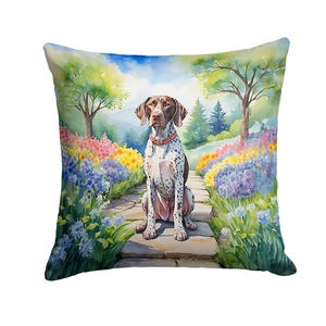 German Shorthaired Pointer Spring Path Throw Pillow Machine Washable, Indoor Outdoor Decorative Pillow for Couch, Bed or Patio, 18Hx18W German Shorthaired Pointer Spring Path Throw Pillow Machine Washable, Indoor Outdoor Decorative Pillow for Couch, Bed or Patio, 18Hx18W